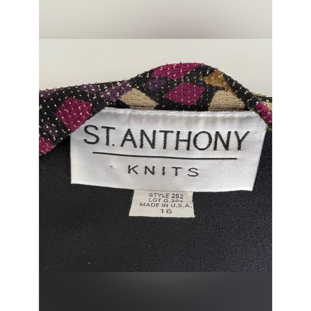 Vtg St. Anthony Knits‎ 2-in-1 Open Front Layered Top Size 16 Mosaic Print USA - Picture 4 of 8